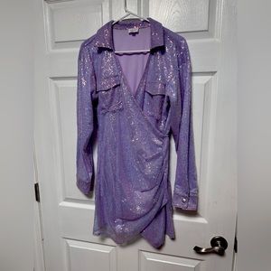 Purple Sequin Blazer Dress
